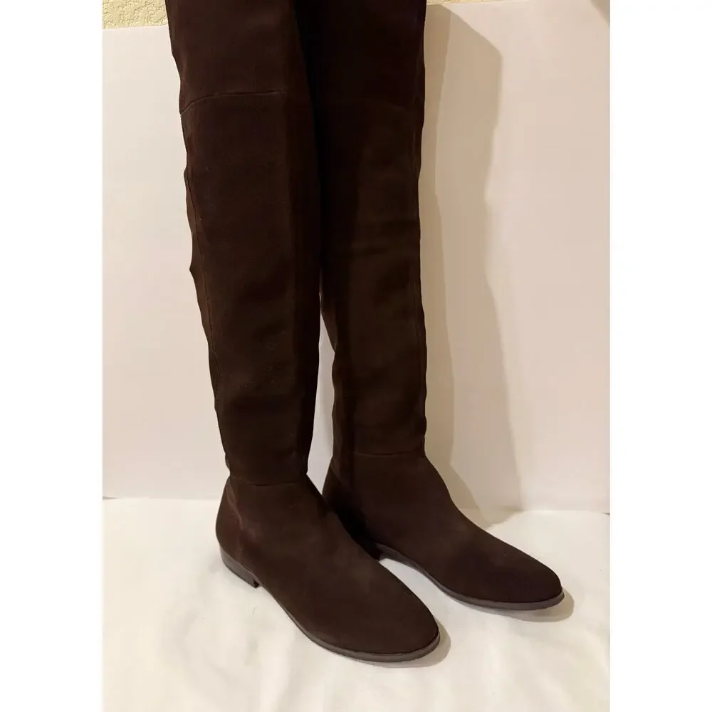 Chinese Laundry Riley Brown Suede Over The Knee OTK Flat Riding Boots Sz 7 NIB